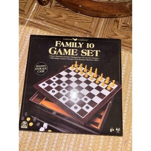 Cardinal Classics Family 10 Game Set Wooden Storage Case Chess Mancala Checkers